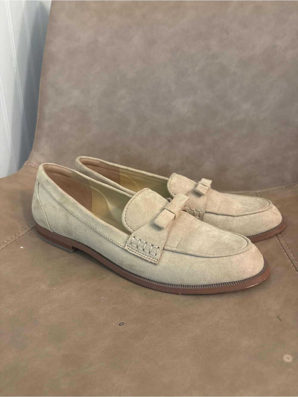 J. Crew tan surfed bow loafers mules slip on shoes size 8.5 - Picture 2 of 6
